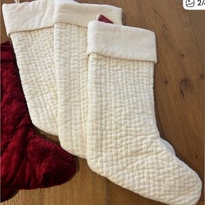 Pottery Barn Ivory Quilted Holiday Stockings